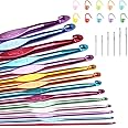 14 Sizes Crochet Hooks Set MultiColor Metallic Plated