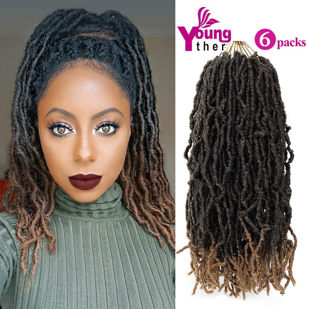 Nu Locs Crochet Hair 18 Inch Most Natural Faux Locs Crochet Braids 6 Packs Lot Goddess Locs Synthetic Hair African Roots Hair Extensions Crochet