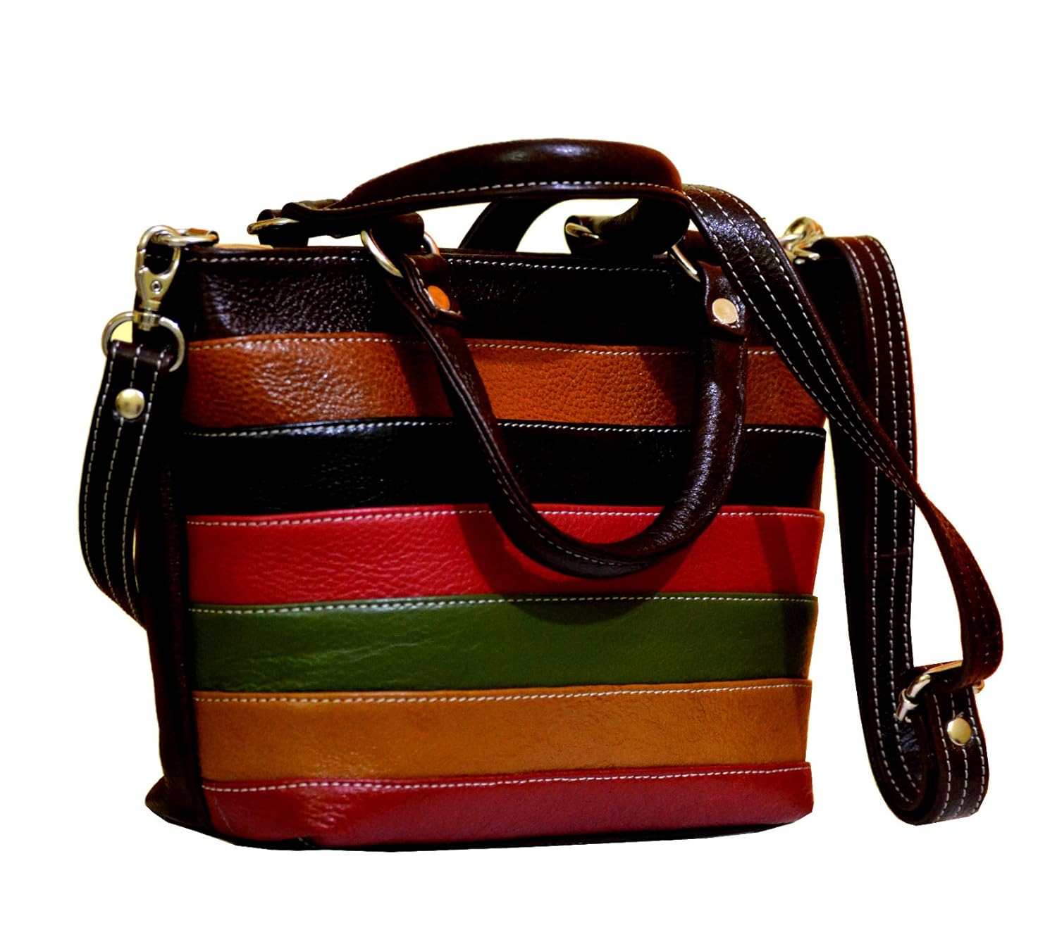 genwayne small multipurpose leather handbags for women cum shoulderbag (pure leather bag) (brown)