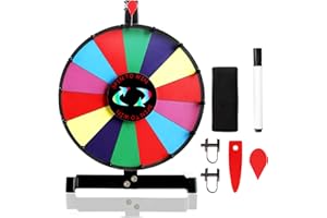 PRUNkuar 24 inch Spinning Prize Wheel, Heavy Duty Base with 14 Color Slots Tabletop Spinner, Roulette Wheel for Carnival, Trade Show, Win Fortune Spin Games