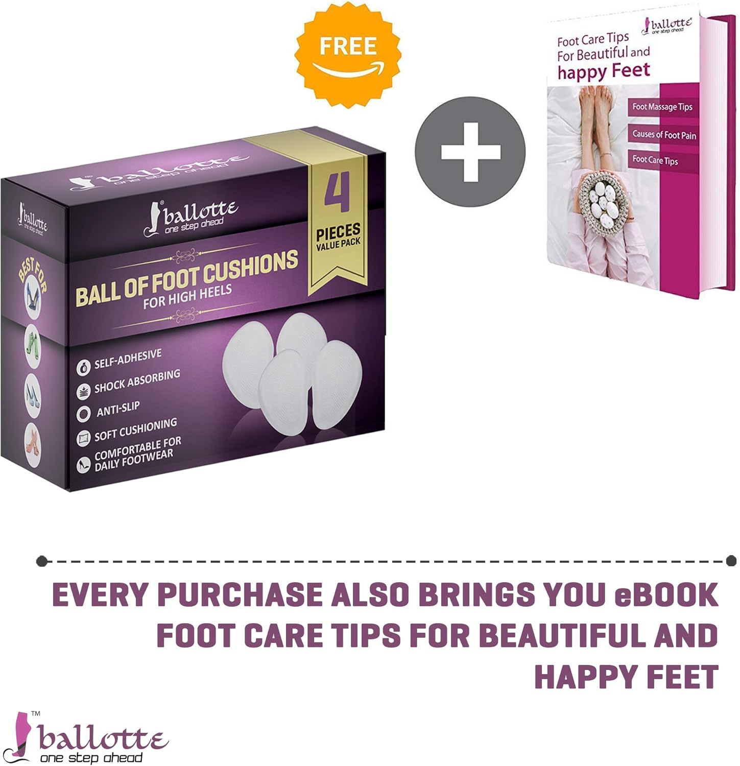 Premium Metatarsal pads, Ball of Foot Cushions for Women, Extra Soft Reusable Metatarsal Foot Pads for Pain Relief, Prevent Blisters and Calluses, Fits Any Shoes, 4 Invisible Pads: Health & Personal Care