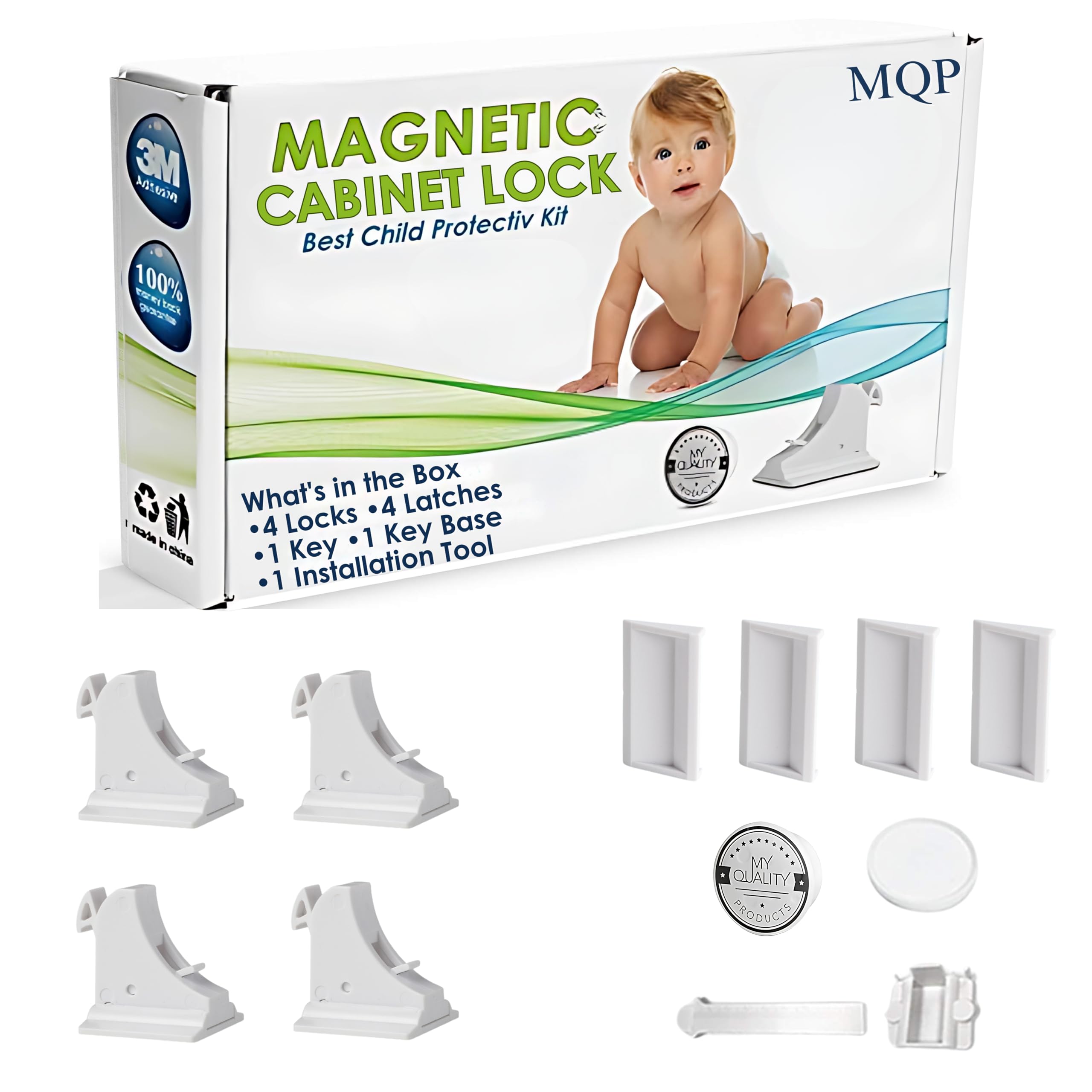 Photo 1 of 4 Pack Magnetic Cabinet Locks Baby Proofing - MQP Child Proof Cabinet Locks, Baby Proof Drawer Locks, Child Locks for Cabinets and Drawers, Easy to Install.