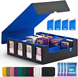 UAONO Trading Card Storage Box 2400+ MTG Deck Box 4 Top Loader Black Blue