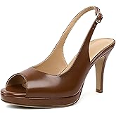 Joseywade Women's Peep Toe Platform Slingback Heels 3.5 Inch High Heel Dress Shoes