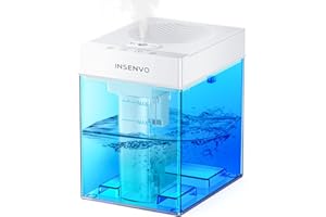 INSENVO Humidifier for Bedroom, 3L Top Fill Cool Mist Air Humidifiers for Baby & Kids Room, Nursery, Office, Indoor Plants, Visualization Quiet Ultrasonic Humidifier with Timer and Night Light