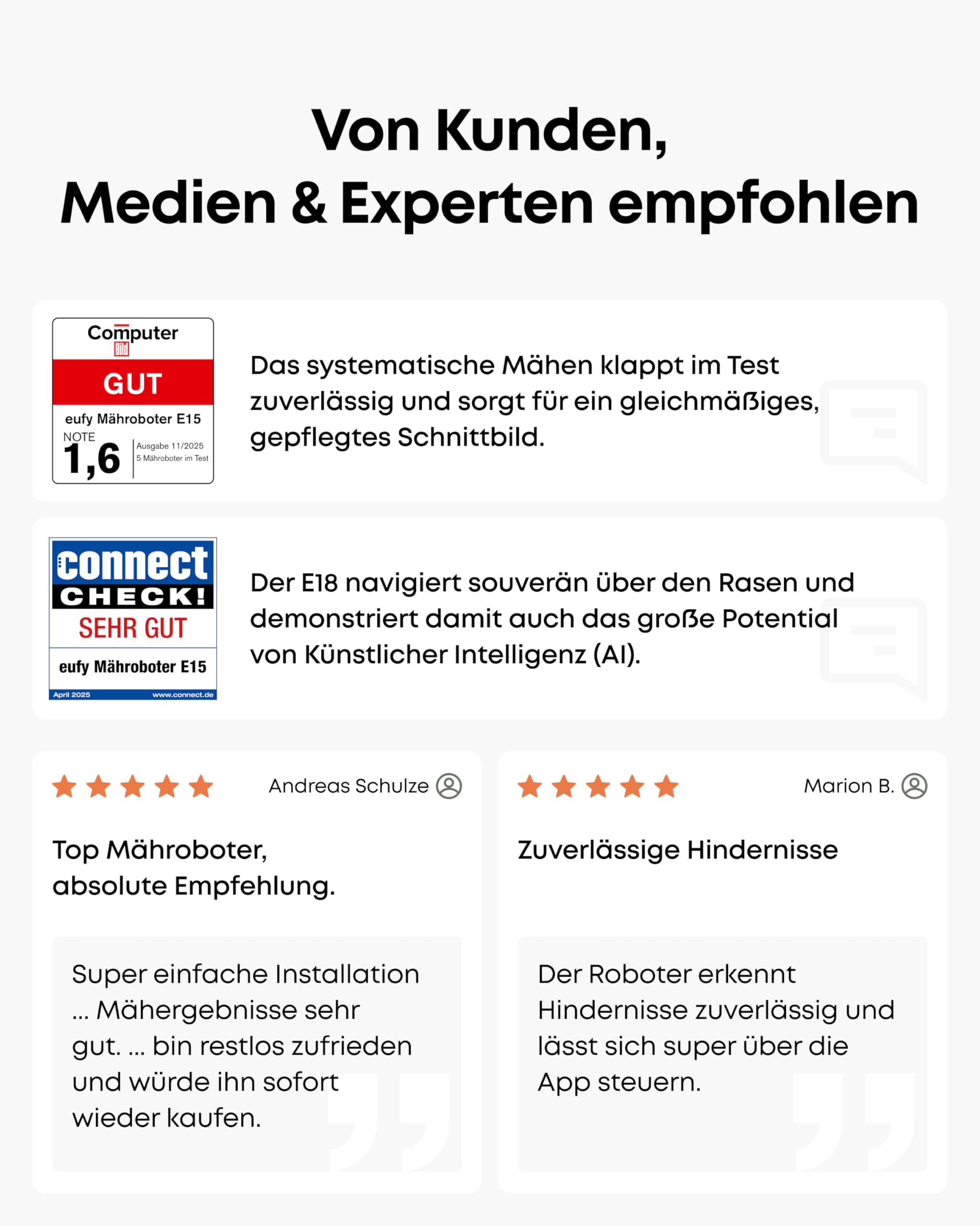 eufy E18 Mähroboter ohne Begrenzungskabel, bis 1200m², ohne RTK & Signalausfälle, TrueVision Technologie, GNSS, Präzisionsrandschnitt, Hindernisvermeidung, App-Steuerung, tierfreundlich & igelsicher 3