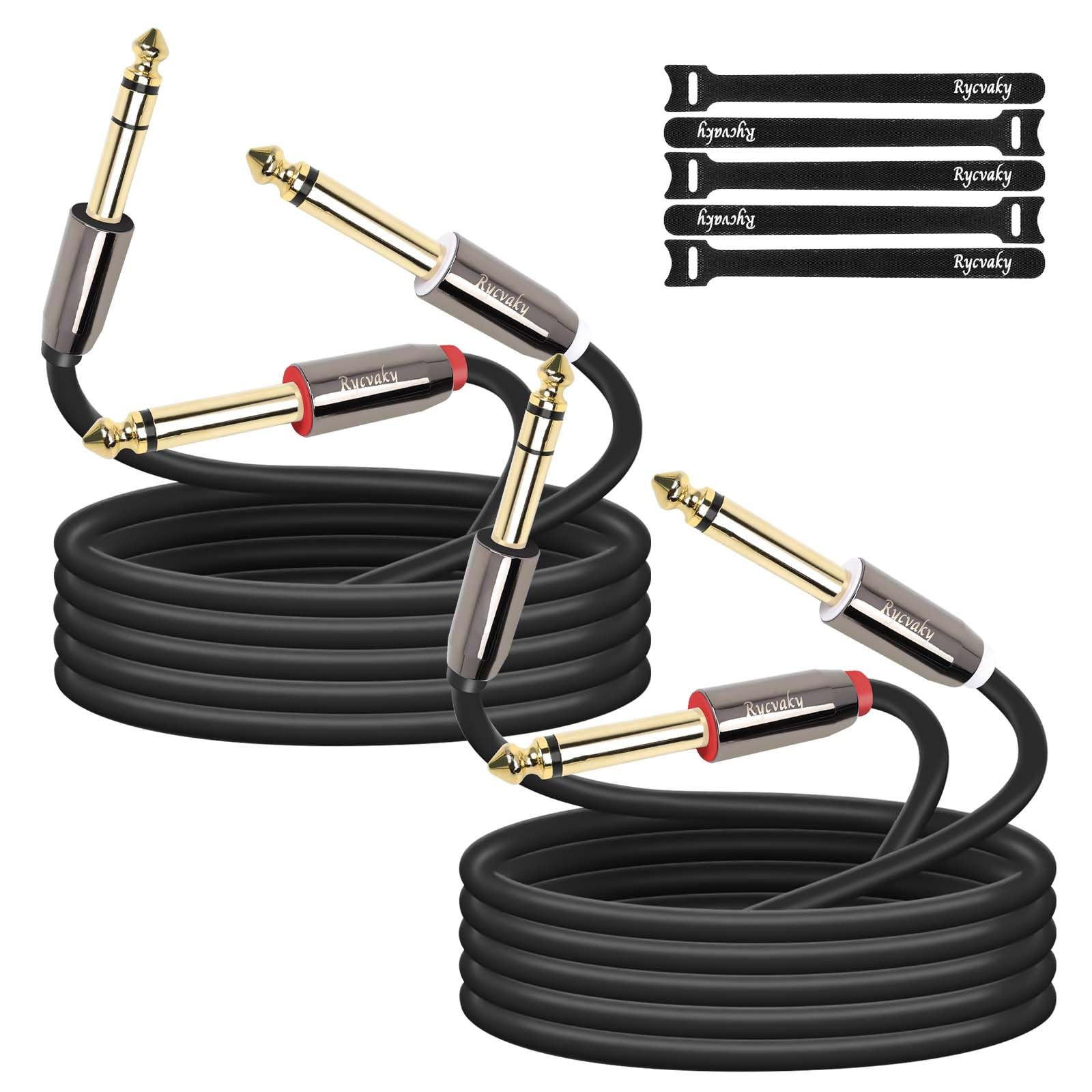 Photo 1 of 1/4 to Dual 1/4 Male Stereo Audio Cable, 6.35mm TRS to 2 x 6.35mm TS Mono Breakout Cable,Color-Coded Y-Splitter Interconnect Insert Cord for Recording, Mixer, Speaker, Amplifier, 4ft, 2 Pack