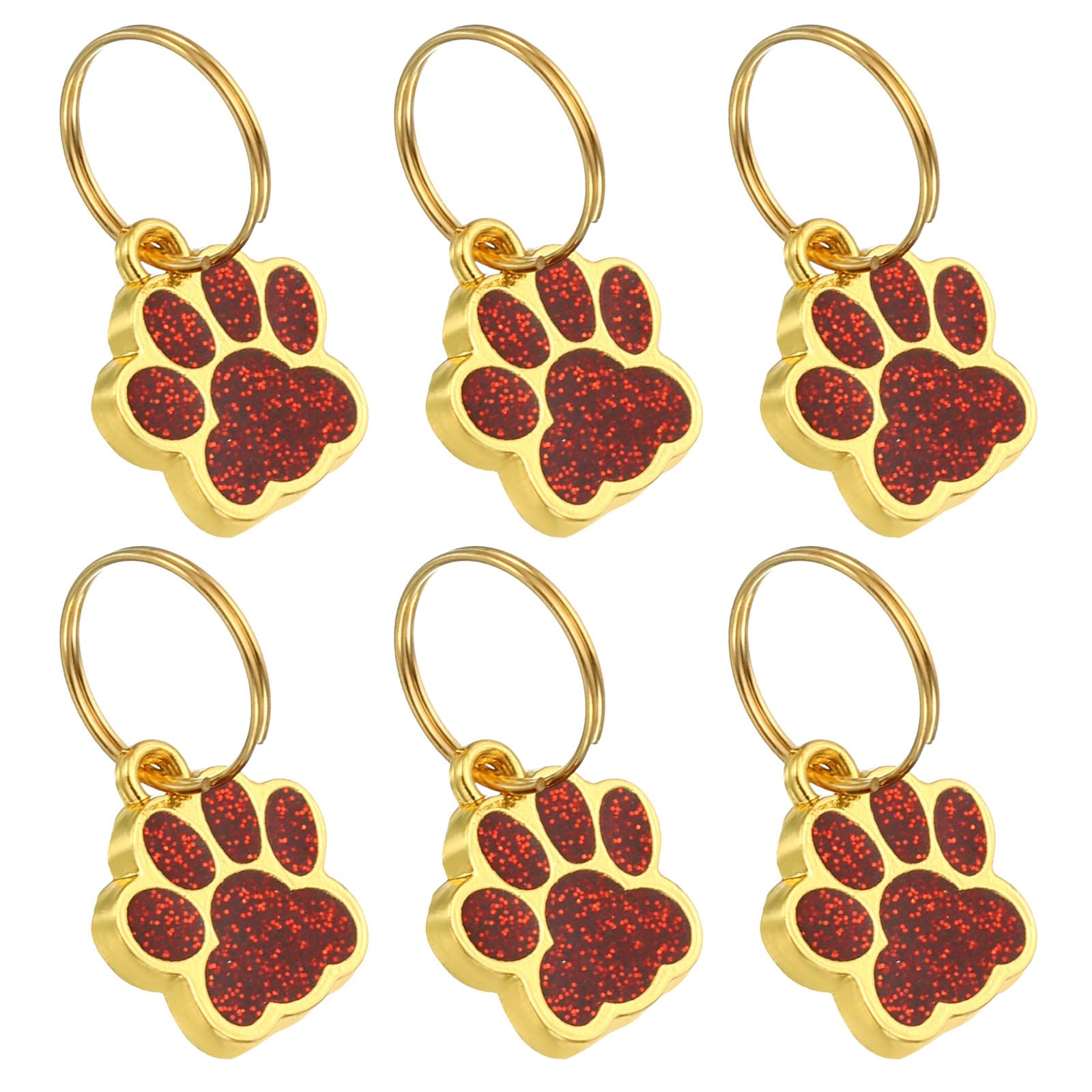 PATIKIL Animal Dog Cat Paw Print Pendants, 6 Pcs Crystal Footprint Dog Cat Paw Prints Pendants for DIY Necklace Bracelet Enamel Making, Red