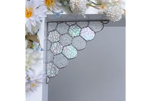 Aizesuro Handmade Beehive Stained Glass Honeycomb Corner Window Hanging, Suncatcher Panels Decor for Home, Usable on Left or Right Side, 7.08 x 7.08 inch Stunning Artwork for Room Decor