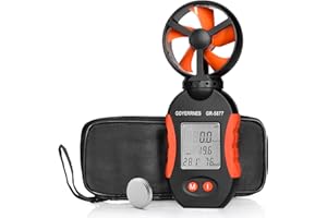 GOYERRNES Handheld Anemometer for Wind Speed, Temp, Humidity, Small Digital Air Flow Gauge Meter, Portable CFM Measuring Device for HVAC Outdoor Sailing Shooting Golf Drone Flying