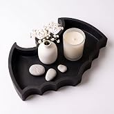 Halloween Wooden Bat Tray Decorative Serving Tray Gothic Home Decor | Bat Makeup Organizer, Goth Tray for Candy Snacks, Spooky Halloween Home Decor, Witchy Gifts for Women, Black, 13 x 8 Inch