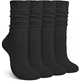 Justay 4 Pairs Slouchy Socks for Women, Cotton Scrunch Winter Warm Thick Long Boot Wool Fall Crew Slouch Socks Gifts