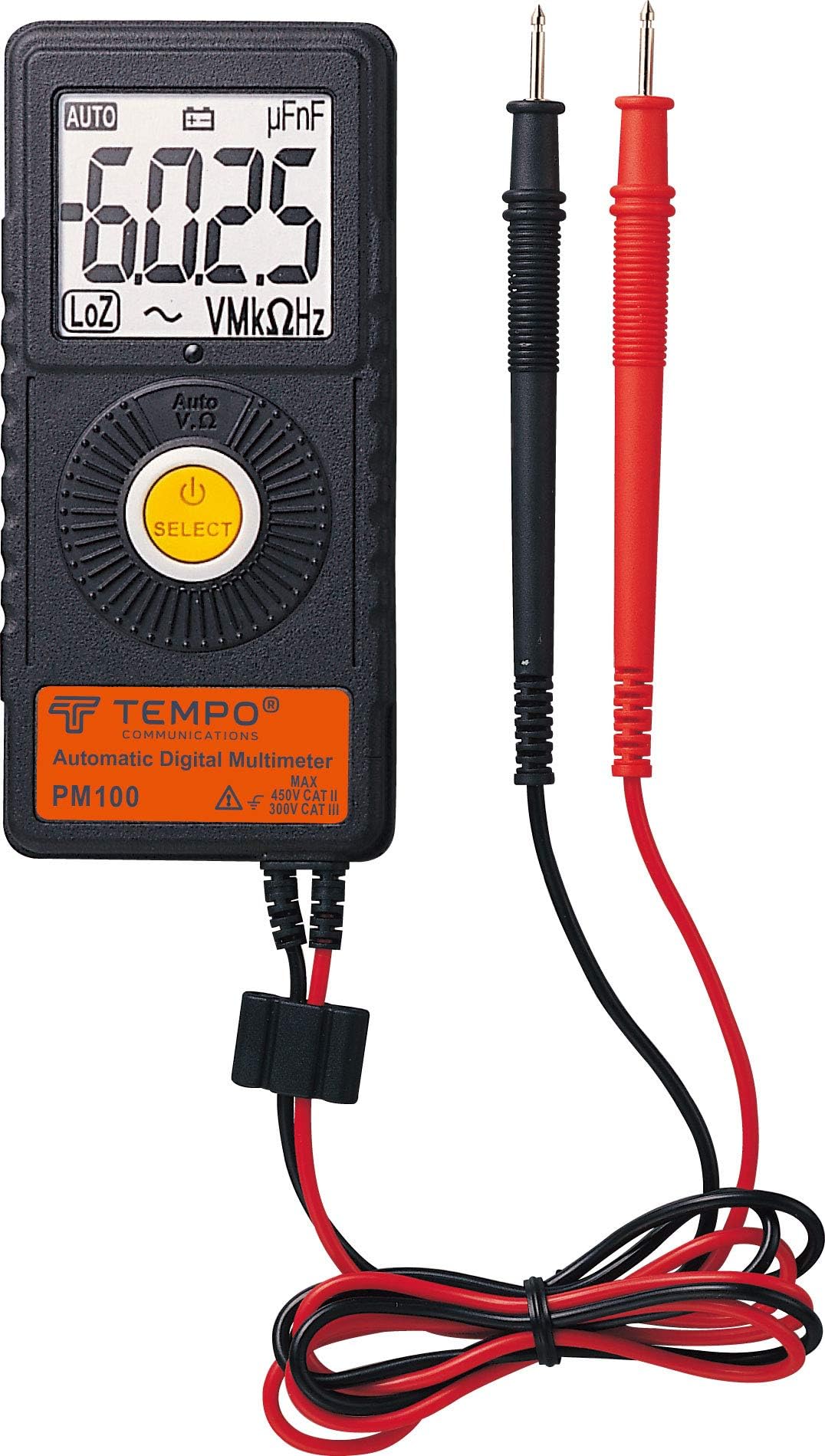 TEMPO Communications PM100 Ultra Portable Pocket Multimeter | Auto Ranging, 6000 Count | Measure AC DC Voltage, AC DC Current, Resistance, Continuity, Capacitance, Electric Field, Frequency