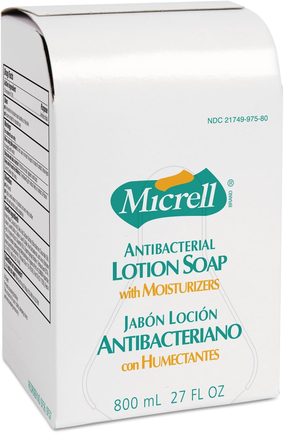 GOJO 975712EA Antibacterial Lotion Soap Refill, Light Scent, Liquid, 800mL