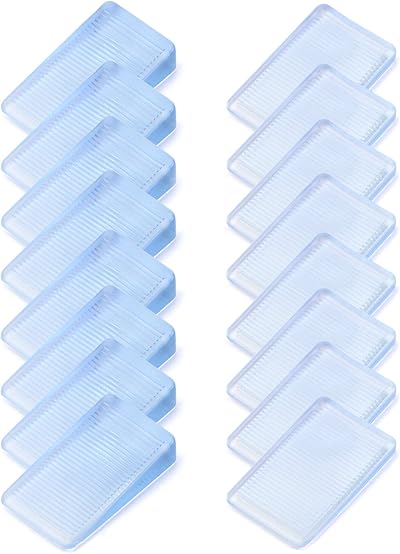QWORK 16 Pcs Furniture Leveling Wedges Transparent Non-Slip Shims 5/10mm