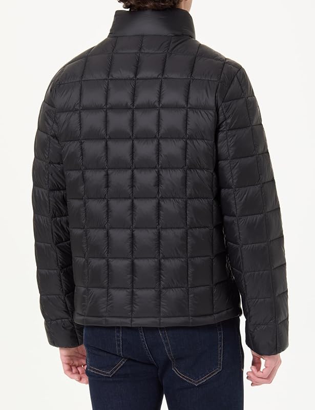 Herren Pufferjacke Nylon Quilted mit Stehkragen, Schwarz (Black), M