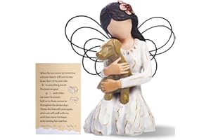SIGUEJOR Loss of Dog Sympathy Gift, Dog Memorial Gifts, Angel Figurine, Remembrance Keepsake, Pet Sympathy Gift (Light Brown)
