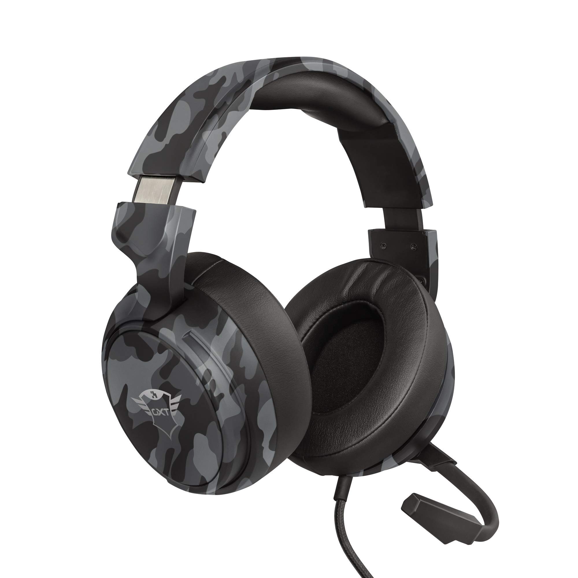 Trust GXT 433K Pylo Gaming Headset with Microphone, Over-ear Headphones, Fold Away Mic, Braided Cable, 50 mm Drivers, Adjustable Headband for Console, Laptop, PC, Mac - Camo Black [Amazon Exclusive]