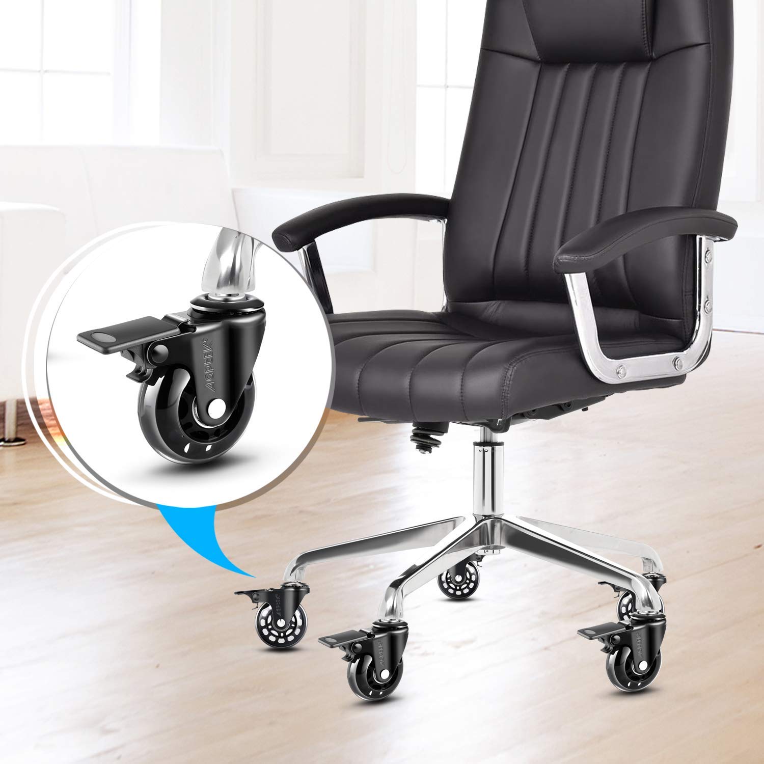 Heavy Duty Office Chair With Wheel Lock From Rolling 5-Pack Wheels