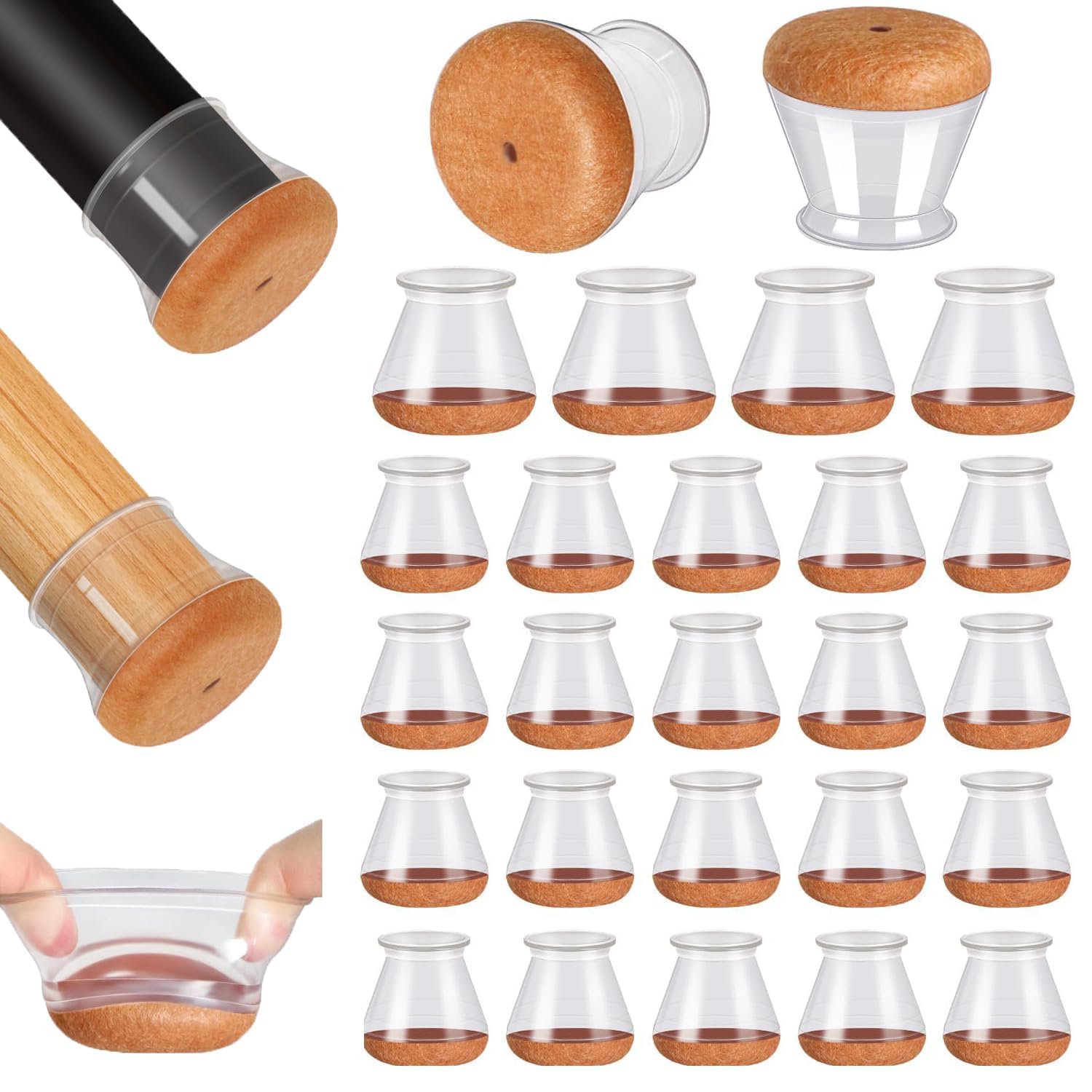 Photo 1 of 24 Pcs Chair Leg Floor Protectors PISAO, Silicone Table and Chair Leg Protectors Caps Covers for Hardwood Floors, Furniture Pads Sliders with Wrapped Felt Bottom Extra Large 1.61"-2"(40.1mm-50mm)