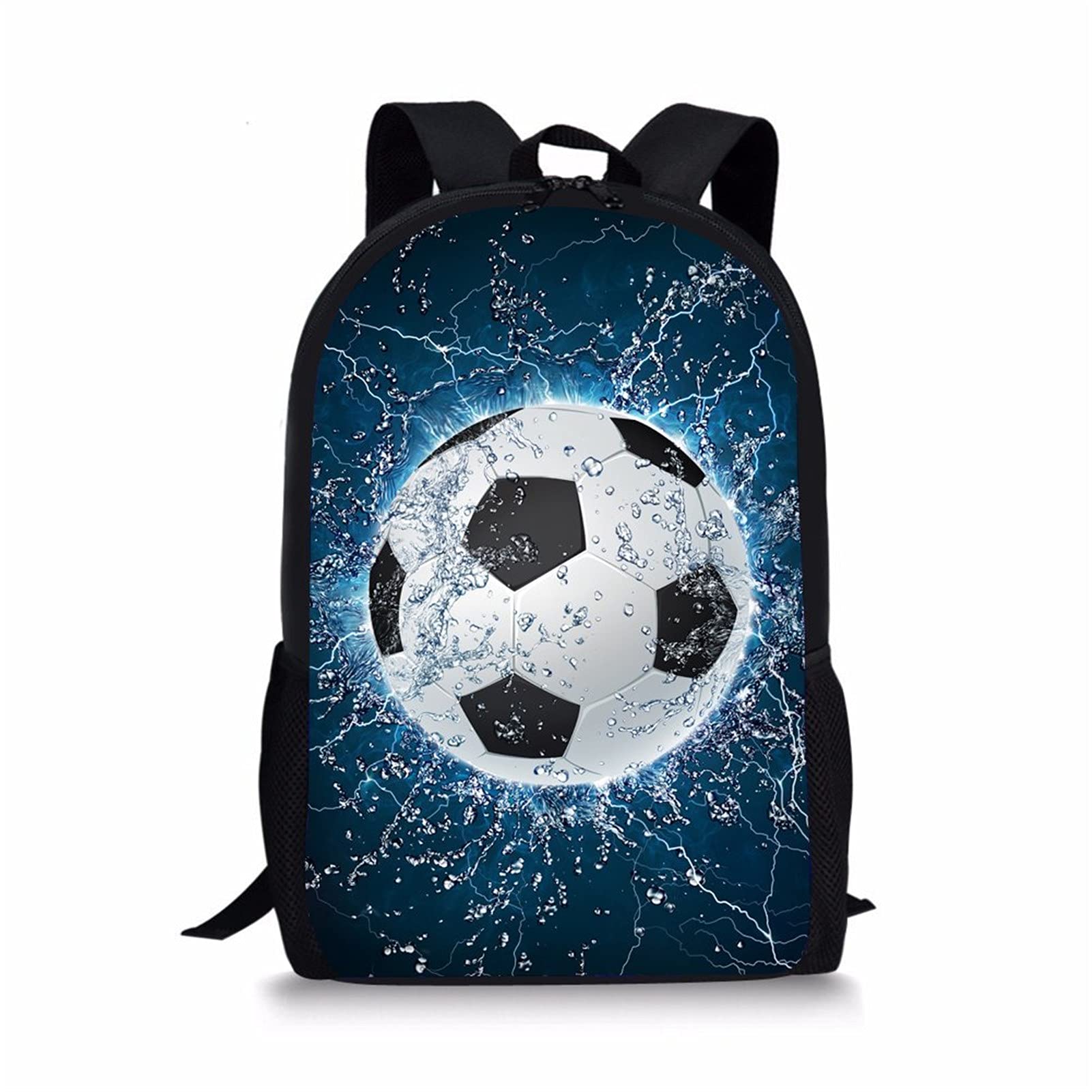 Showudesigns Football Rucksack Boys Girls Soccer Backpack for Kids School Bag Bookbag Teen Back Packs for Children Blue