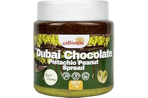 SINCE 1871 GÜLLÜOGLU Gulluoglu Dubai Chocolate Pistachio Peanut Spread – Rich & Creamy Middle Eastern Chocolate Paste with Roasted Pistachios & Peanuts, 7 oz (200g) Jar – Gourmet Halal Dessert