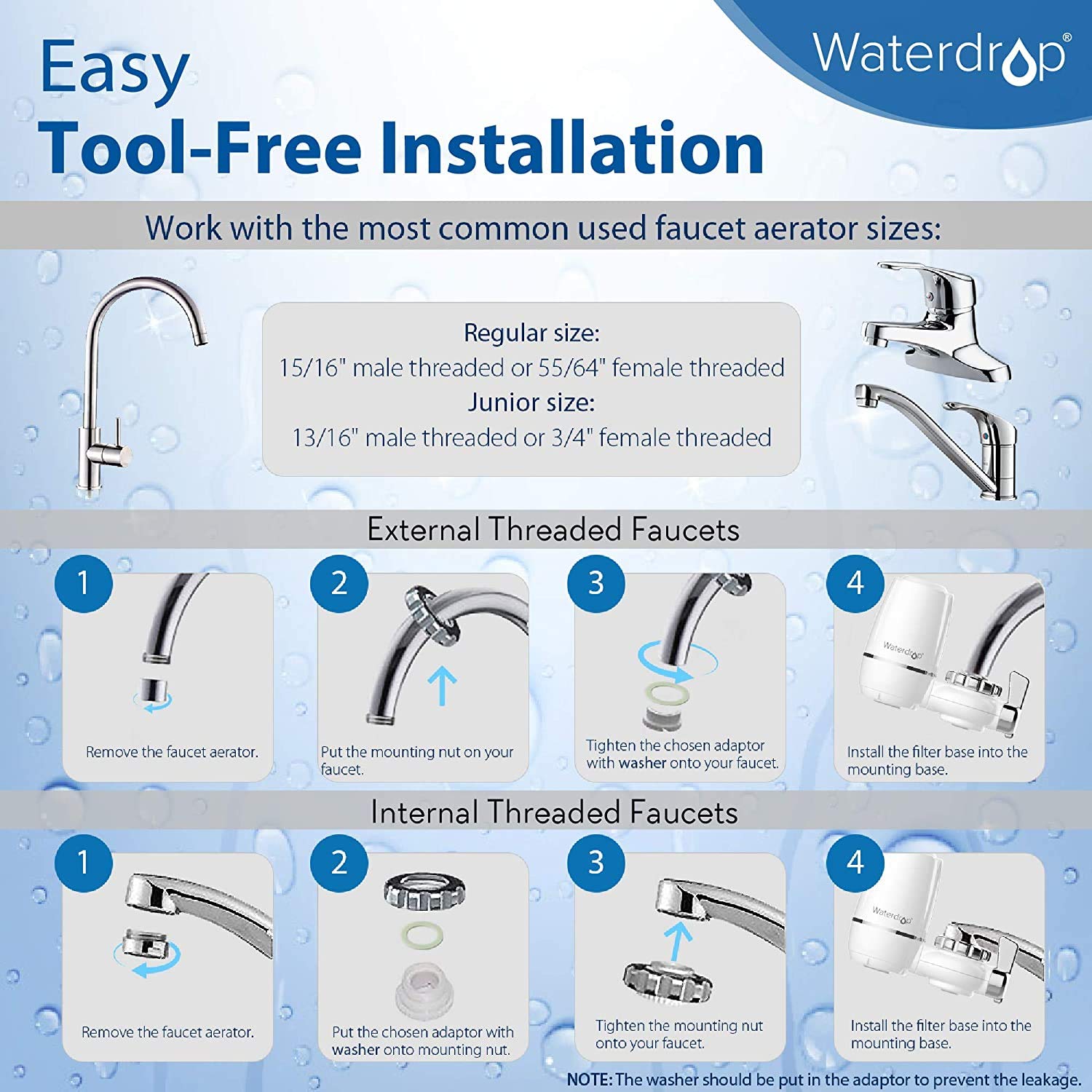 320-Gallon Long-Lasting Water Faucet Filtration System, Faucet Water Filter, Tap Water Filter, Removes Chlorine, Metals & Sediments - Fits Standard Faucets (1 Filter Included), by Waterdrop: Industrial & Scientific