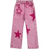 WDIRARA Toddler Girl's Star Print High Waisted Jeans Denim Pants with Pockets