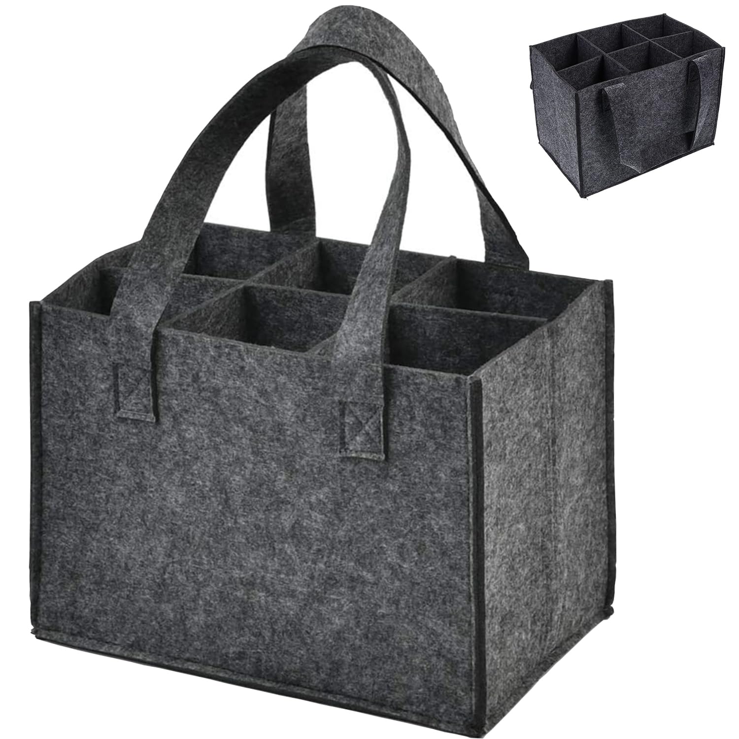 GangGangBAO Bottle Bag 6 Compartments Bottle Carrier Felt Bottle Bag Beer Bottle Bag Men's Handbag Bottles Bag Felt Bag Wine Bottle Bag Bottle Holder, Dark grey, Pack sack