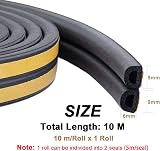 Bynsaer Draught Excluder Tape D-Type 10M Self-Adhesive Foam Seal Black view 2