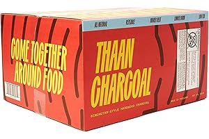 THAAN CHARCOAL Thaan, Thai-Style Charcoal. 4-6 Hour Burn Time. Restaurant Grade Charcoal. Low Ash, No Smoke, High Heat. Up to 1200 Degrees. Binchotan Quality, Extruded Process. (22, Pounds)