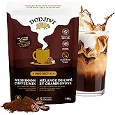 Dodjivi Organic Mushroom Coffee Instant Packets, Arabica Coffee Powder with Reishi mushroom, Lion's mane, Chaga,Turkey Tail for Better Focus, Energy, Immune Support (45 Servings) 5.08 oz