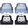 RECOIL DB12P 2 Way Power Distribution Block, 1 X 0/2/4 Gauge in / 2 X 4/8 Gauge Out Power Distribution Ground Distributor Block for Car Audio Amplifier Splitter 2 Pack