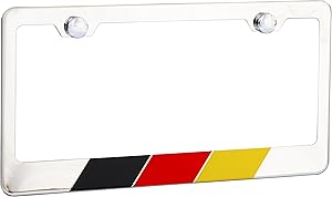 International Tie Germany, German Flag License Plate Frame, Chrome High Grade 304 Stainless Steel …