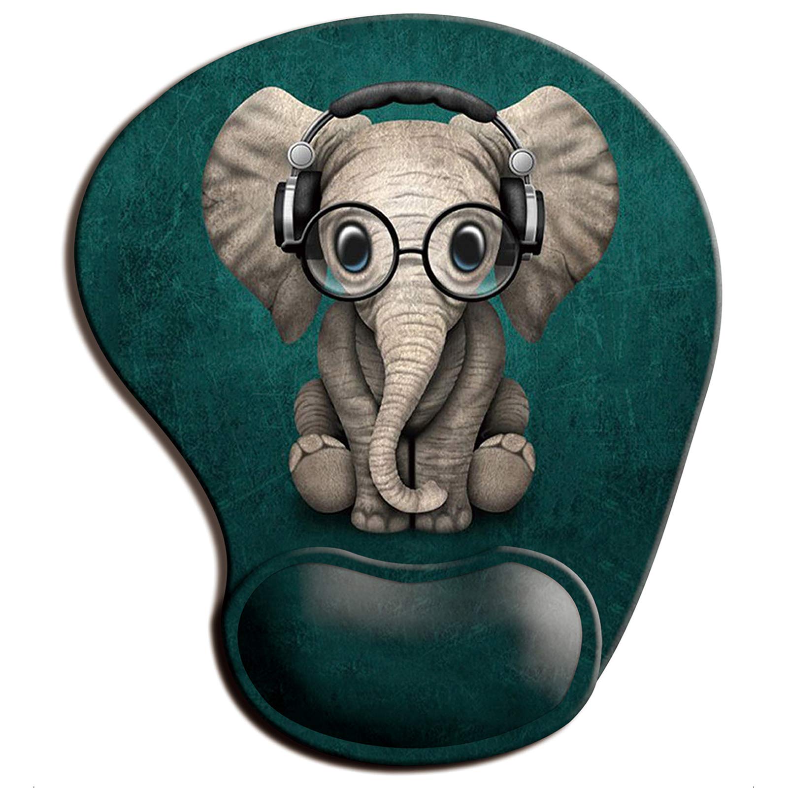 ITNRSIIET Mouse Pad, Ergonomic Mouse Pad with Gel Wrist Rest Support, Gaming Mousepad with Lycra Cloth, Non-Slip PU Base for Gaming Computer, Laptop, Home, Office & Travel, Elephant