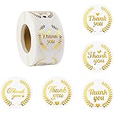 500 Thank You Stickers - 1-Inch Gold Tags for Greeting Cards, Wedding Bags & Small Business Packaging
