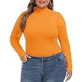 FOREYOND Plus Size Mock Turtleneck Tops for Women Long Sleeve Basic Tunic Shirts Lightweight Slim Fited Undershirts