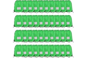CODOBON 40 Pcs Drawstring Bags,Bulk Draw String Backpack, DIY Gym Sports Cinch Bag Sackpack for Women Men, Green