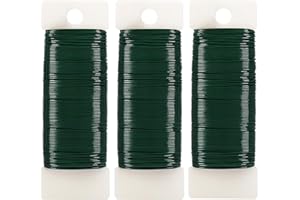 Tenn Well Green Floral Wire, 3 Pack Christmas Wreath Wire, 295 Feet 22 Gauge Florist Ties for Flower Arrangements, Christmas Ornaments, Wreath Making, Gardening, Crafts