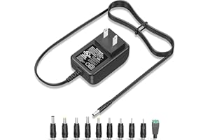 PERFEIDY 9V 1A 0.8A 0.5A Charger 9.0V 1.0A AC Adapter 9W Switching Power Supply DC 9V 1000mA 800mA 600mA 500mA 300mA Adaptor Regulated Transformer Cord with 10 Interchangeable Jacks Plug UL Listed