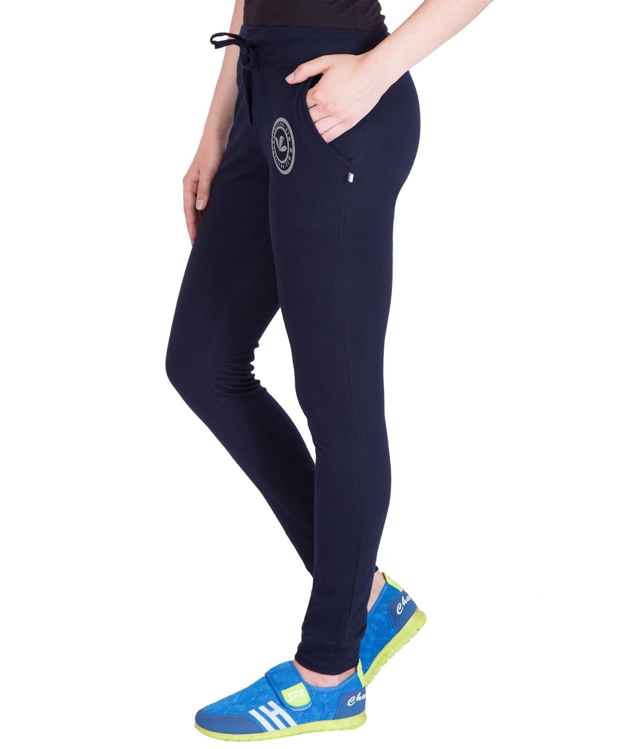 american-elm blue printed track joggers for women