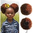 isheeny Medium Human Hair Bun For Girls 5-8 Years Old, Natural Human Hair Drawstring Ponytail Hair Extensions P4-30 For Little Girls, Curly Bun Hairpiece, Soft, And Durable For Repeated Use