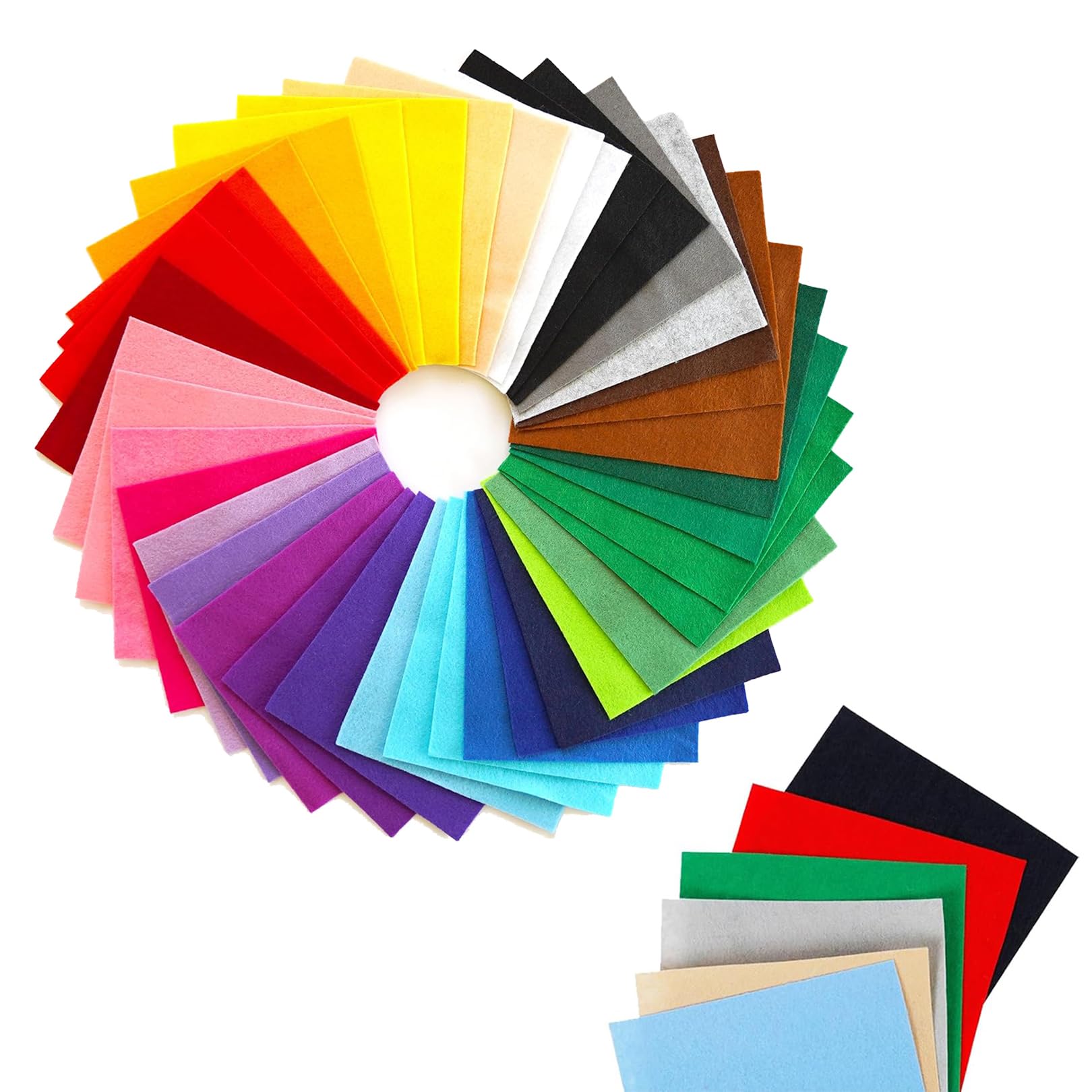 50 Pcs Polyester Felt Sheet for DIY Sewing and Crafting - Assorted Colored Soft Thick Fabric - Craftwork Patchwork Materials (15 x 15 cm)
