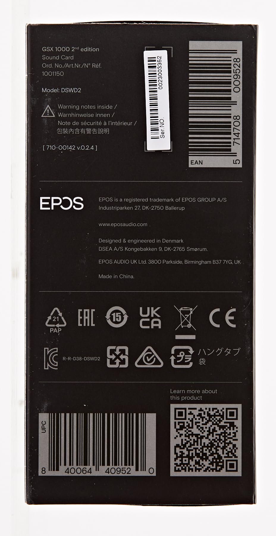 EPOS GSX 1000 2nd Edition Dac Amp Audio Amplifier/External USB Sound Card with 7.1 Surround Sound, Side Tone, Gaming DAC and EQ, Headphone Amp Compatible with Windows, Mac, Laptops and Desktops