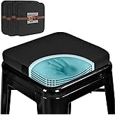SINOSSO Magnetic Memory Foam Metal Stool Cushions Set of 4, Luxury Velvet Bar Cafe Stackable Chair Seat Pads, Non-Slip & Washable (Square, Black, 4)