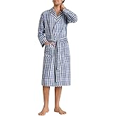 Latuza Men's Woven Cotton Robe Long Sleeves Bathrobe
