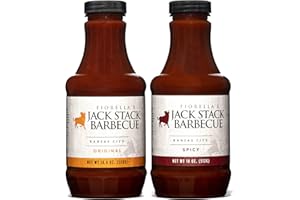FIORELLA'S JACK STACK BARBECUE Jack Stack Barbecue Original and Spicy Sauce - Kansas City BBQ Sauce 2 Pack - Spicy & Original Smoked KC BBQ Sauce (2, 18oz Bottles)