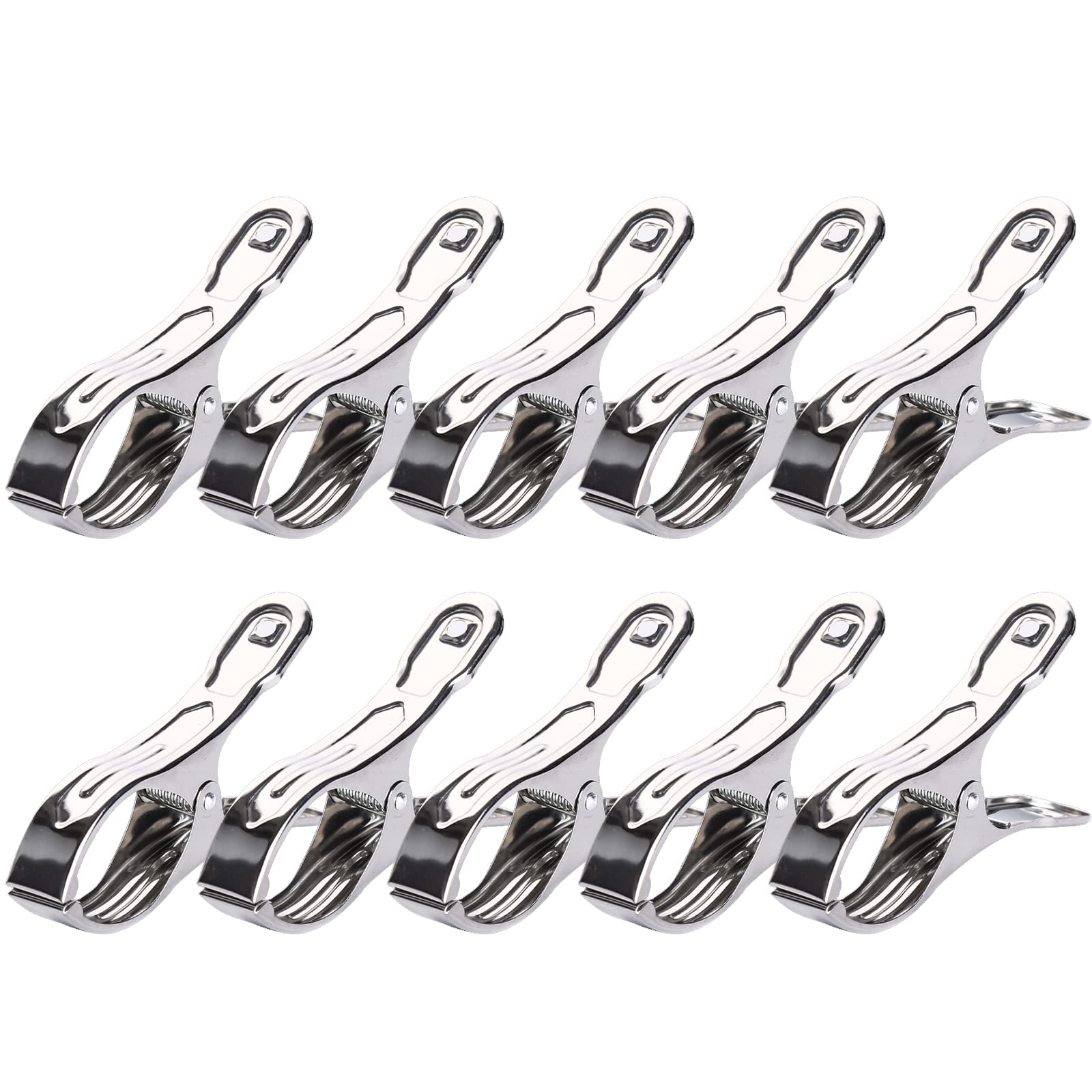 DWE Towel Clip, Stainless Steel Beach Silver Towel Pegs Clothes Large Windproof Clips Keep Your Towel From Blowing Away (10pcs 3.5 * 0.4 * 1.8inch)