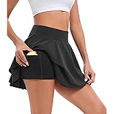 Oyamiki Tennis Skirt Casual Skorts for Woman Athletic Skirts with Shorts Underneath and Pockets Workout Ruffle Golf Skort