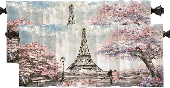 Amazon.com: Shrahala Paris Landscape Kitchen Valances Half ...